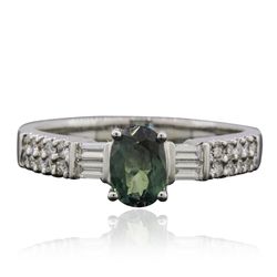 18KT White Gold 0.76ct Alexandrite and Diamond Ring