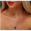 Image 2 : 14KT White Gold 6.63ct Tanzanite and Diamond Pendant With Chain