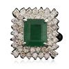 Image 1 : 14KT White Gold 3.34ct Emerald and Diamond Ring