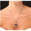 Image 1 : 14KT Rose Gold 29.85ct Morganite and Diamond Pendant With Chain