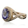 Image 2 : 14KT Yellow Gold 2.33ct Tanzanite and Diamond Ring