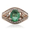 Image 1 : 14KT Rose Gold 1.59ct Emerald and Diamond Ring