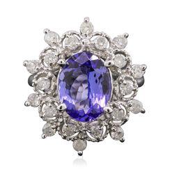 14KT White Gold 3.07ct Tanzanite and Diamond Ring