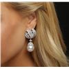 Image 2 : 18KT White Gold 6.90ctw Diamond and Pearl Earrings