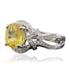 Image 2 : 18KT White Gold 4.31ct Yellow Sapphire and Diamond Ring