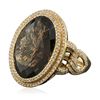 Image 2 : 14KT Yellow Gold 18.72ct Smoky Quartz and Diamond Ring