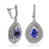 Image 2 : 14KT White Gold 3.86ctw Tanzanite and Diamond Earrings