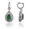 Image 2 : 14KT White and Yellow Gold 5.30ctw Emerald and Diamond Dangle Earrings
