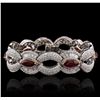 Image 3 : 18KT White Gold 8.16ctw Ruby and Diamond Bracelet