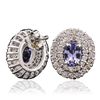 Image 2 : 14KT White Gold 1.40ctw Tanzanite and Diamond Earrings