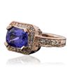 Image 2 : 14KT Rose Gold 3.85ct Tanzanite and Diamond Ring