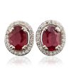 Image 1 : 14KT White Gold 3.54ctw Ruby and Diamond Earrings