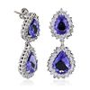 Image 2 : 14KT White Gold 11.00ctw Tanzanite and Diamond Earrings