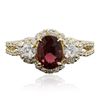 Image 1 : 14KT Yellow Gold 1.42ct Rubellite and Diamond Ring