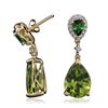 Image 2 : 14KT Yellow Gold 7.97ctw Peridot, Tsavorite and Diamond Earrings