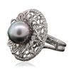 Image 2 : 14KT White Gold Pearl and Diamond Ring