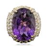 Image 1 : 14KT Yellow Gold 10.99ct Amethyst and Diamond Ring