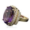 Image 2 : 14KT Yellow Gold 10.99ct Amethyst and Diamond Ring