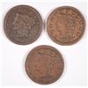 Image 1 : LOT of (3) LARGE CENTS 1847 VG, 1849 F, 1856 VG