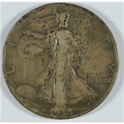 1938-D WALKING LIBERTY HALF DOLLAR, VG/F
