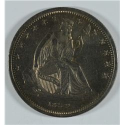 1839 NO DRAPERY SEATED HALF DOLLAR, MS-61 VERY RARE!!!