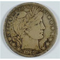1909 BARBER HALF DOLLAR, VF/XF  NICE!