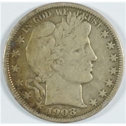 1908-O BARBER HALF DOLLAR, VF