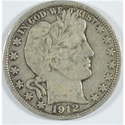 1912 BARBER HALF DOLLAR, VF
