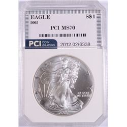 2002 AMERICAN SILVER EAGLE, PCI MS-70  RARE  TRENDS PRICE $1250.00
