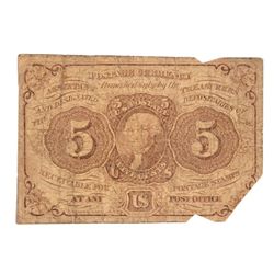 1862 FIVE CENT US POSTAGE CURRENCY