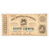 Image 1 : 1863 FIFTY CENT STATE OF ALABAMA NOTE
