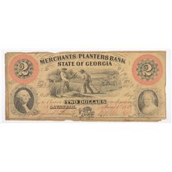 1859 $2 MERCHANTS & PLANTERS BANK OF GEORGIA