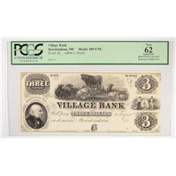18- $3 PROOF VILLAGE BANK (BOWDOINHAM, ME) PCGS 62 APPARENT