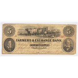 1856 $5 FARMERS & EXCHANGE BANK (CHARLESTON, SC)
