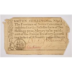 1771 TEN SHILLINGS PROVINCE OF NORTH CAROLINA