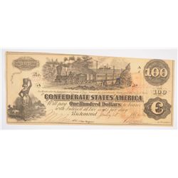 1862 $100 CONFEDERATE STATES OF AMERICA