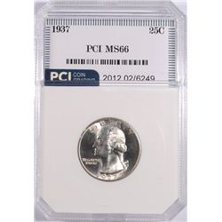 1937 WASHINGTON QUARTER, PCI MS-66