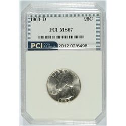 1963-D WASHINGTON QUARTER, PCI MS-67!  TRENDS FOR $3000.00