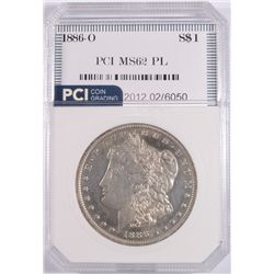 1886-O MORGAN SILVER DOLLAR, PCI, MS-62 PL RARE!!