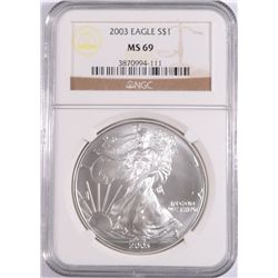 2003 AMERICAN SILVER EAGLE, NGC MS-69