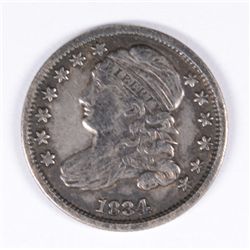 1834 CAPPED BUST DIME AU 53