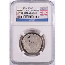2014 U.S. MINT BASEBALL HALL OF FAME COMMEM. HALF DOLLAR, NGC PF-70 ULTRA CAMEO