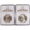 Image 1 : LOT OF ( 2 ) 1949 FRANKLIN HALF DOLLARS, NGC MS-63 FBL