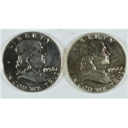 1958 AND 1962 GEM PROOF FRANKLIN HALF DOLLARS