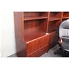 Image 2 : MAHOGANY 2 DRAWER LATERAL FILE CABINET CW OVERHEAD SHELF