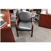 Image 2 : BLACK LEATHER MAHOGANY FRAMED CLIENT CHAIR