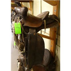 Un marked stock saddle, 12 1/2 , single rigged