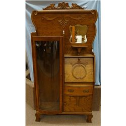 Fancy oak secretary china cabinet, excellent condition