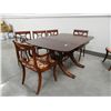 Image 2 : Duncan Phyfe dining table w/8 lyre-chairs, 3 leaves, nice