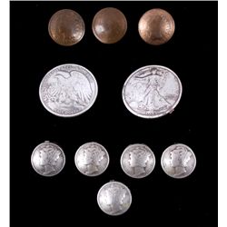 Collection of Silver Coin & Penny Buttons This inc